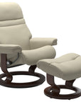 Paloma Leather Light Grey S/M/L and Brown Base | Stressless Sunrise Classic Recliner | Valley Ridge Furniture