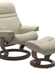 Paloma Leather Light Grey S/M/L and Walnut Base | Stressless Sunrise Classic Recliner | Valley Ridge Furniture