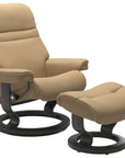 Paloma Leather Sand S/M/L and Grey Base | Stressless Sunrise Classic Recliner | Valley Ridge Furniture