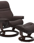 Paloma Leather Chocolate S/M/L and Brown Base | Stressless Sunrise Classic Recliner | Valley Ridge Furniture