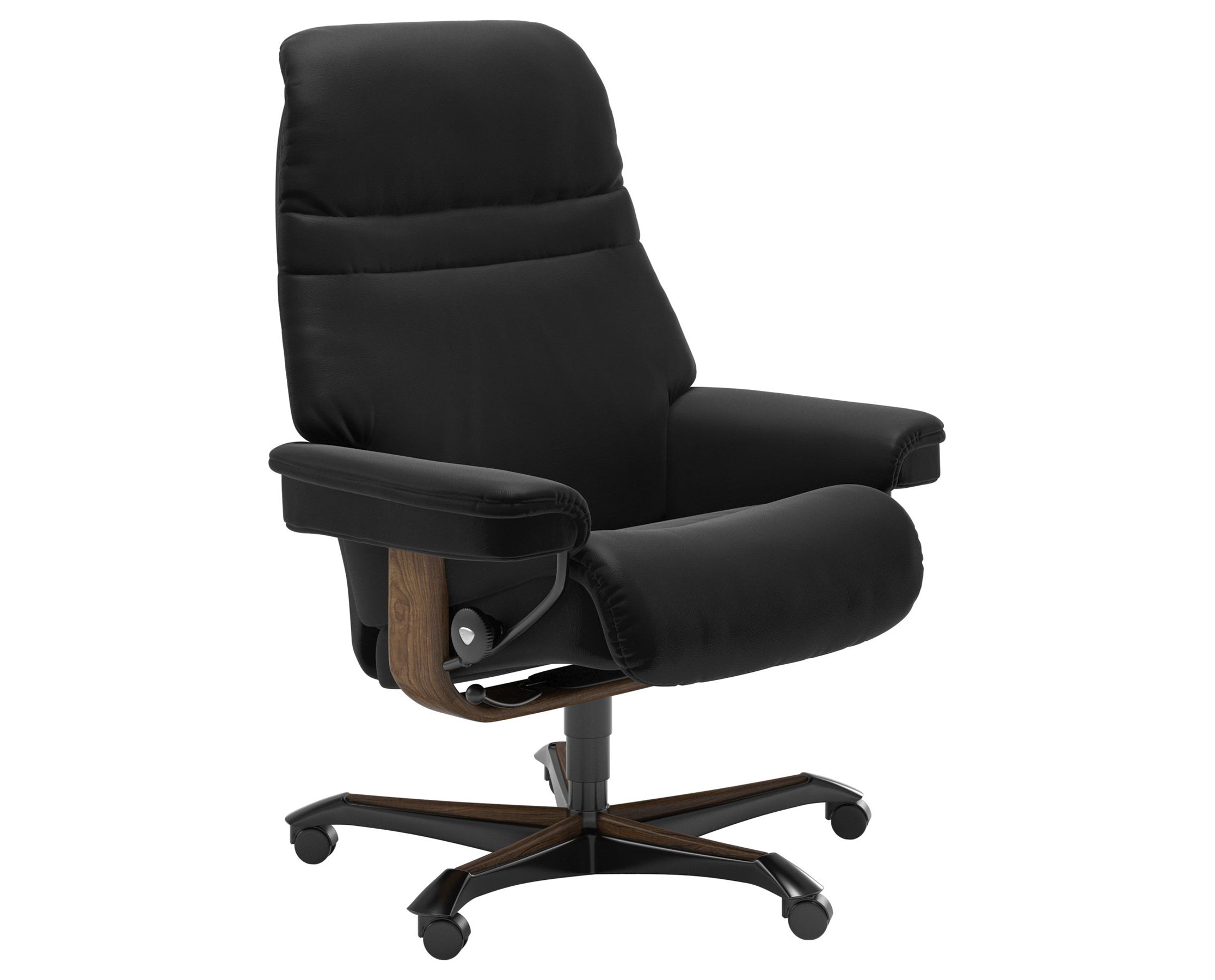 Paloma Leather Black M and Teak Base | Stressless Sunrise Home Office Chair | Valley Ridge Furniture