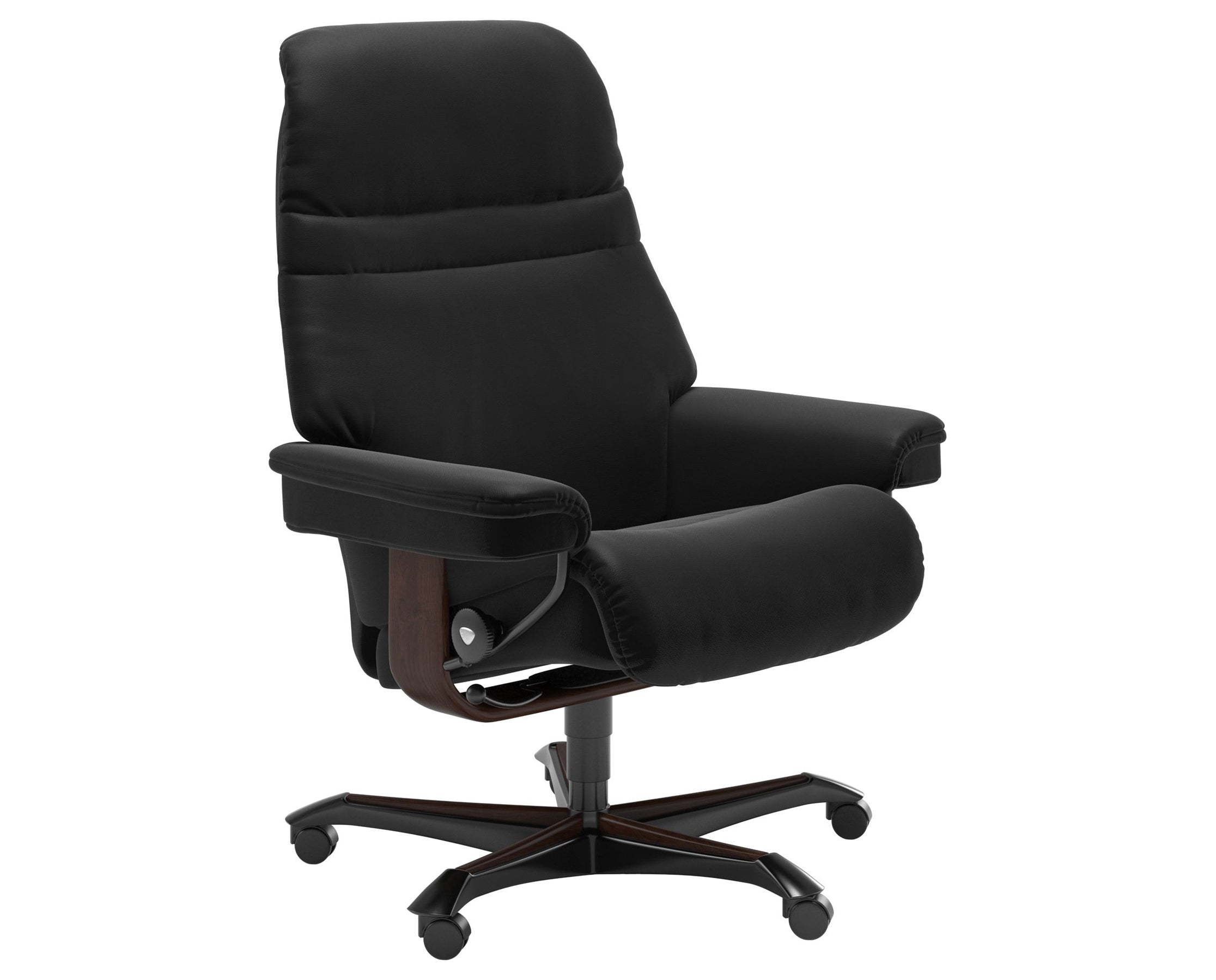 Paloma Leather Black M and Brown Base | Stressless Sunrise Home Office Chair | Valley Ridge Furniture