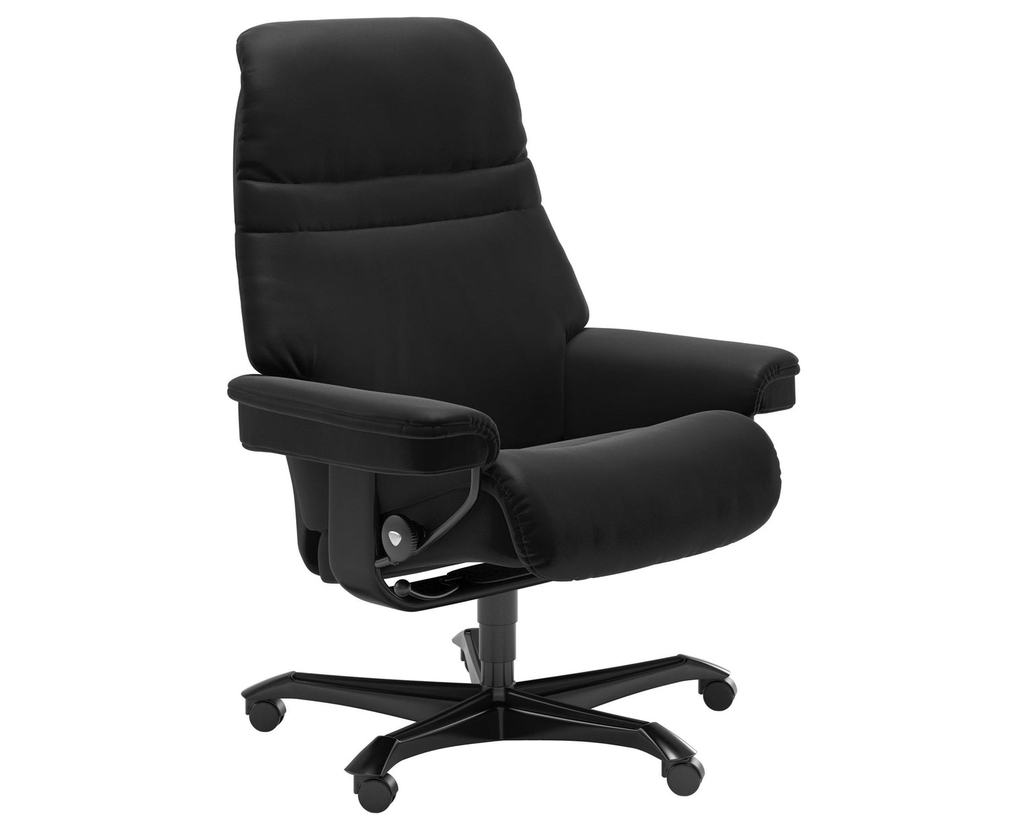 Paloma Leather Black M & Black Base | Stressless Sunrise Home Office Chair | Valley Ridge Furniture