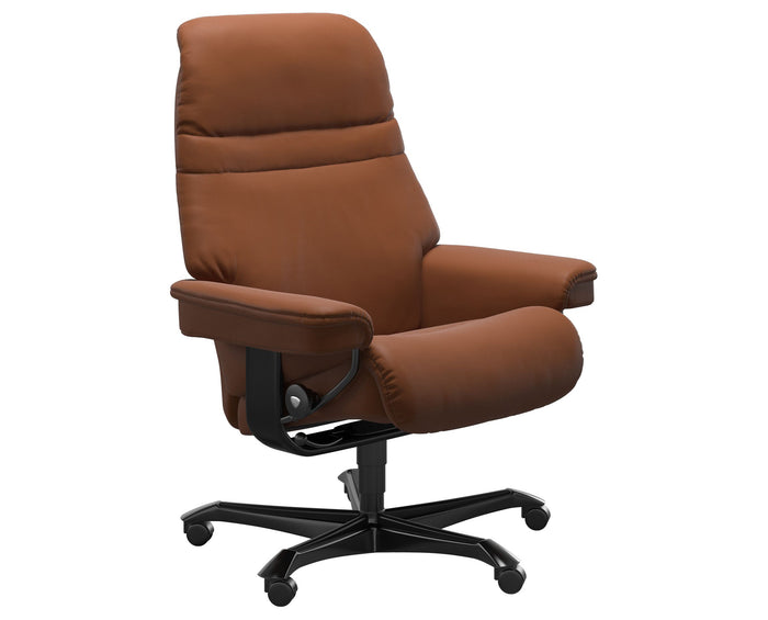 Paloma Leather New Cognac M & Black Base | Stressless Sunrise Home Office Chair | Valley Ridge Furniture