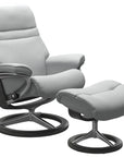 Paloma Leather Misty Grey S/M/L and Grey Base | Stressless Sunrise Signature Recliner | Valley Ridge Furniture