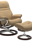 Paloma Leather Sand S/M/L and Brown Base | Stressless Sunrise Signature Recliner | Valley Ridge Furniture