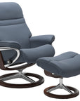 Paloma Leather Sparrow Blue S/M/L and Brown Base | Stressless Sunrise Signature Recliner | Valley Ridge Furniture