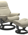 Paloma Leather Light Grey S/M/L and Grey Base | Stressless Sunrise Classic Recliner | Valley Ridge Furniture