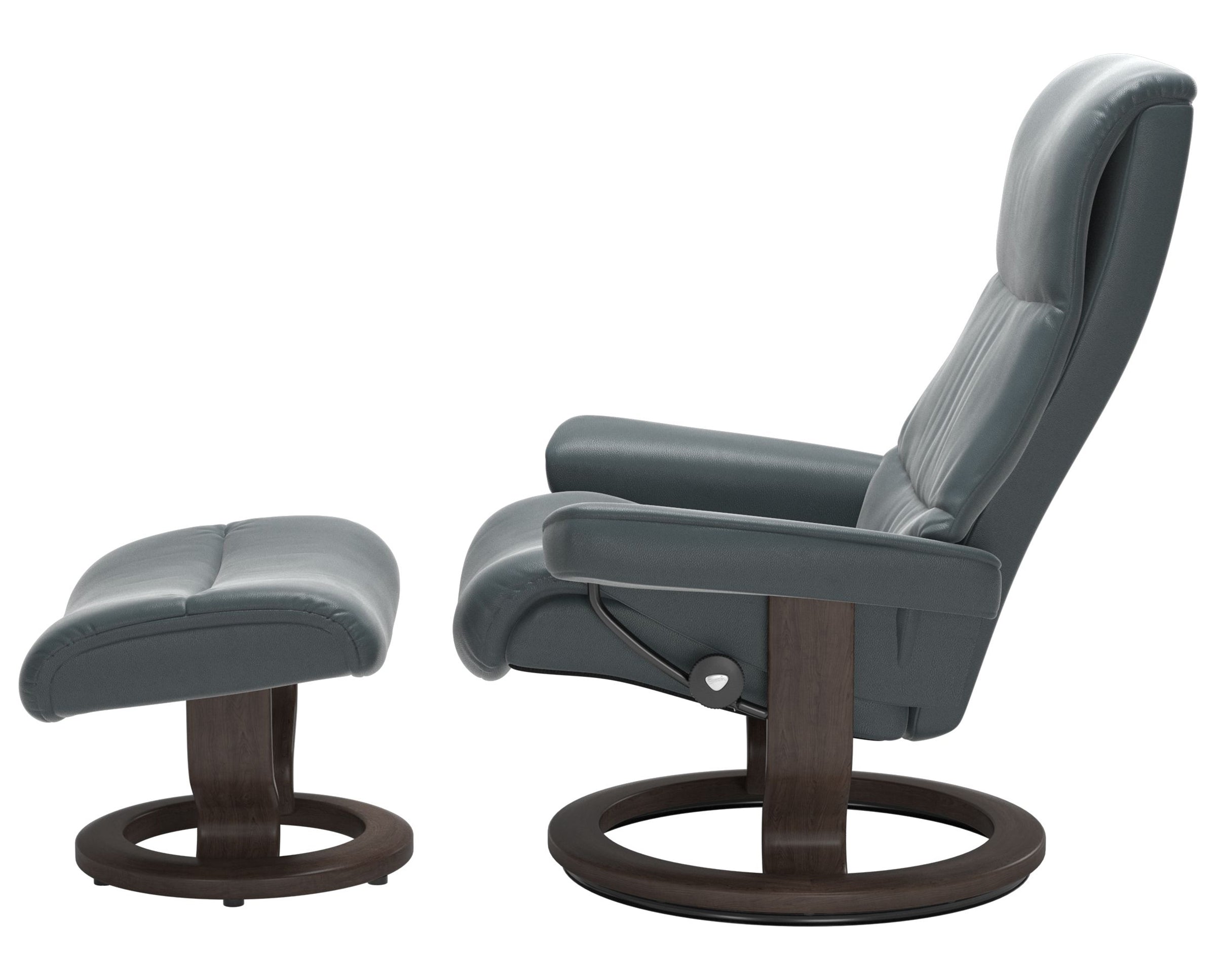 Cori Leather Petrol M & Wenge Base | Stressless View Classic Recliner | Valley Ridge Furniture