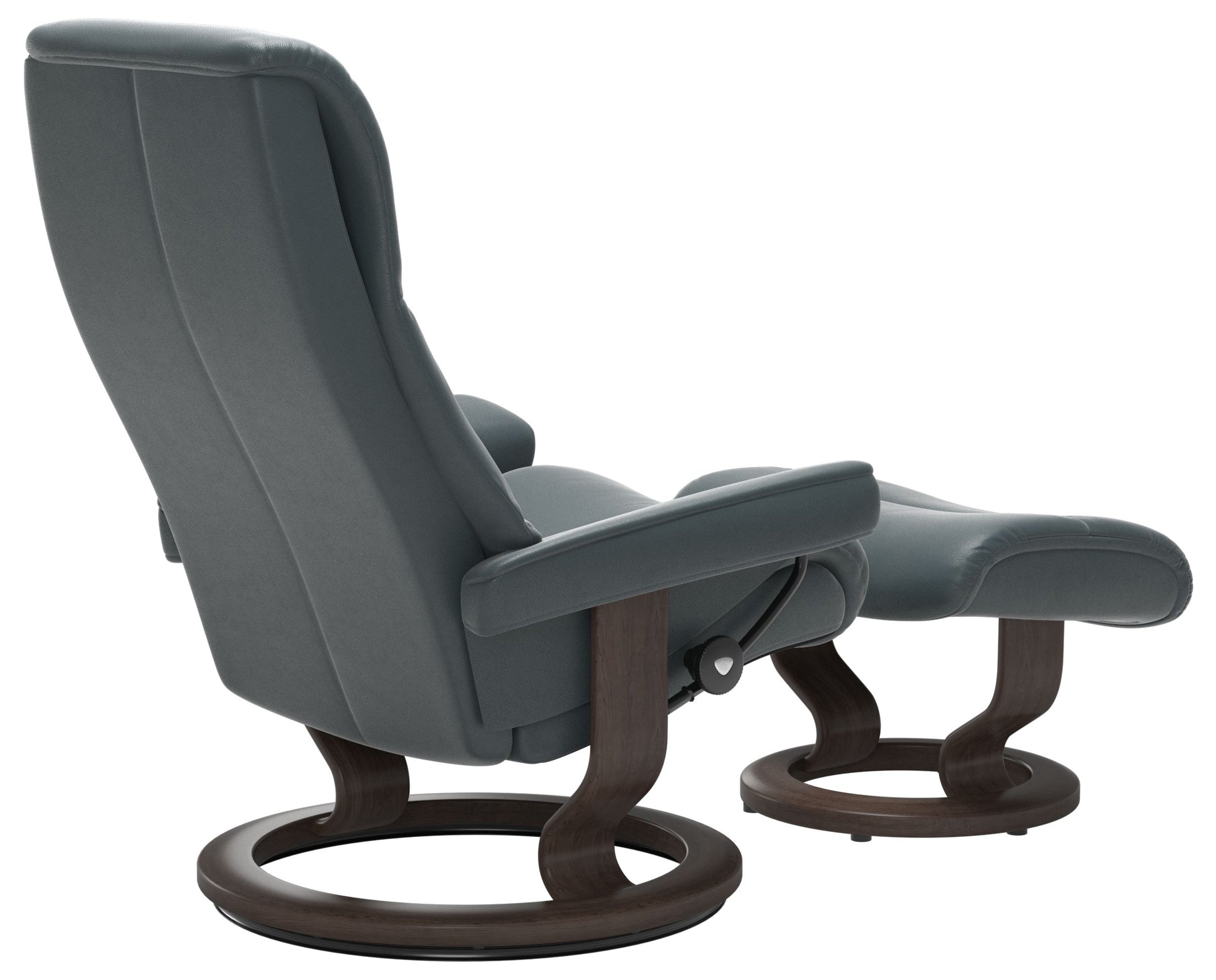 Cori Leather Petrol M & Wenge Base | Stressless View Classic Recliner | Valley Ridge Furniture