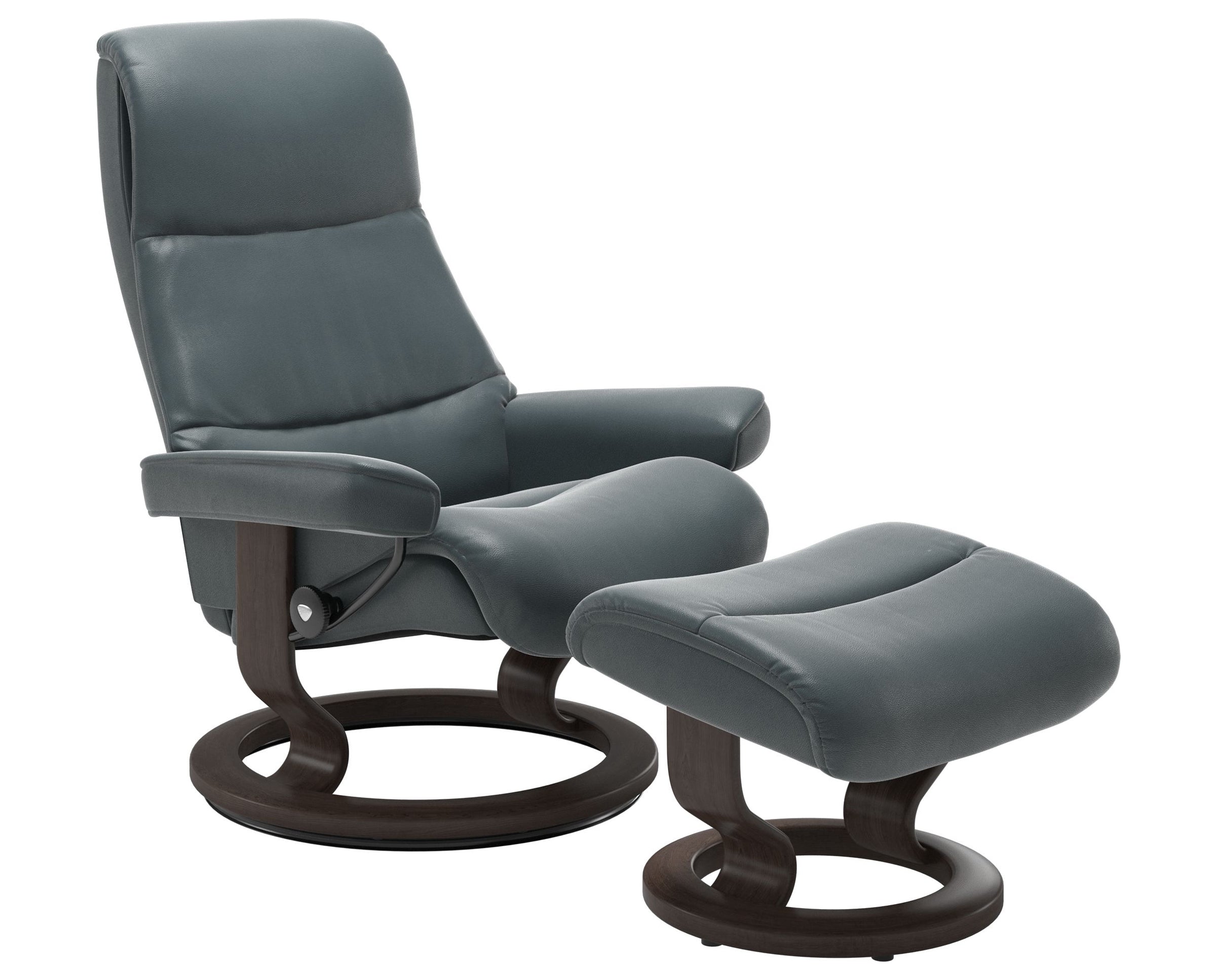 Cori Leather Petrol M & Wenge Base | Stressless View Classic Recliner | Valley Ridge Furniture