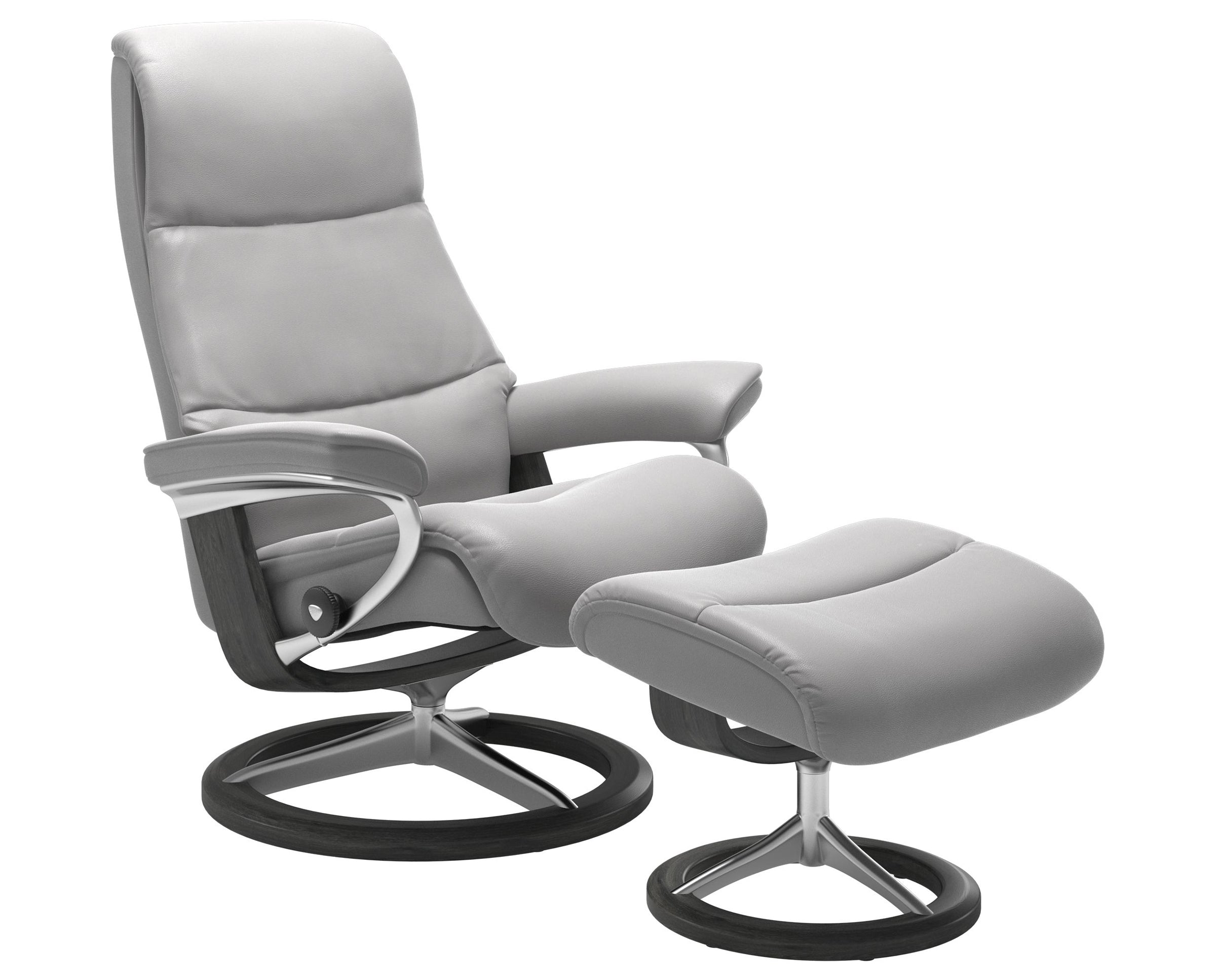 Paloma Leather Silver Cloud S &amp; Grey Base | Stressless View Signature Recliner | Valley Ridge Furniture