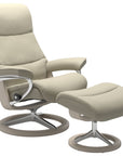 Paloma Leather Light Grey S/M/L and Whitewash Base | Stressless View Signature Recliner | Valley Ridge Furniture