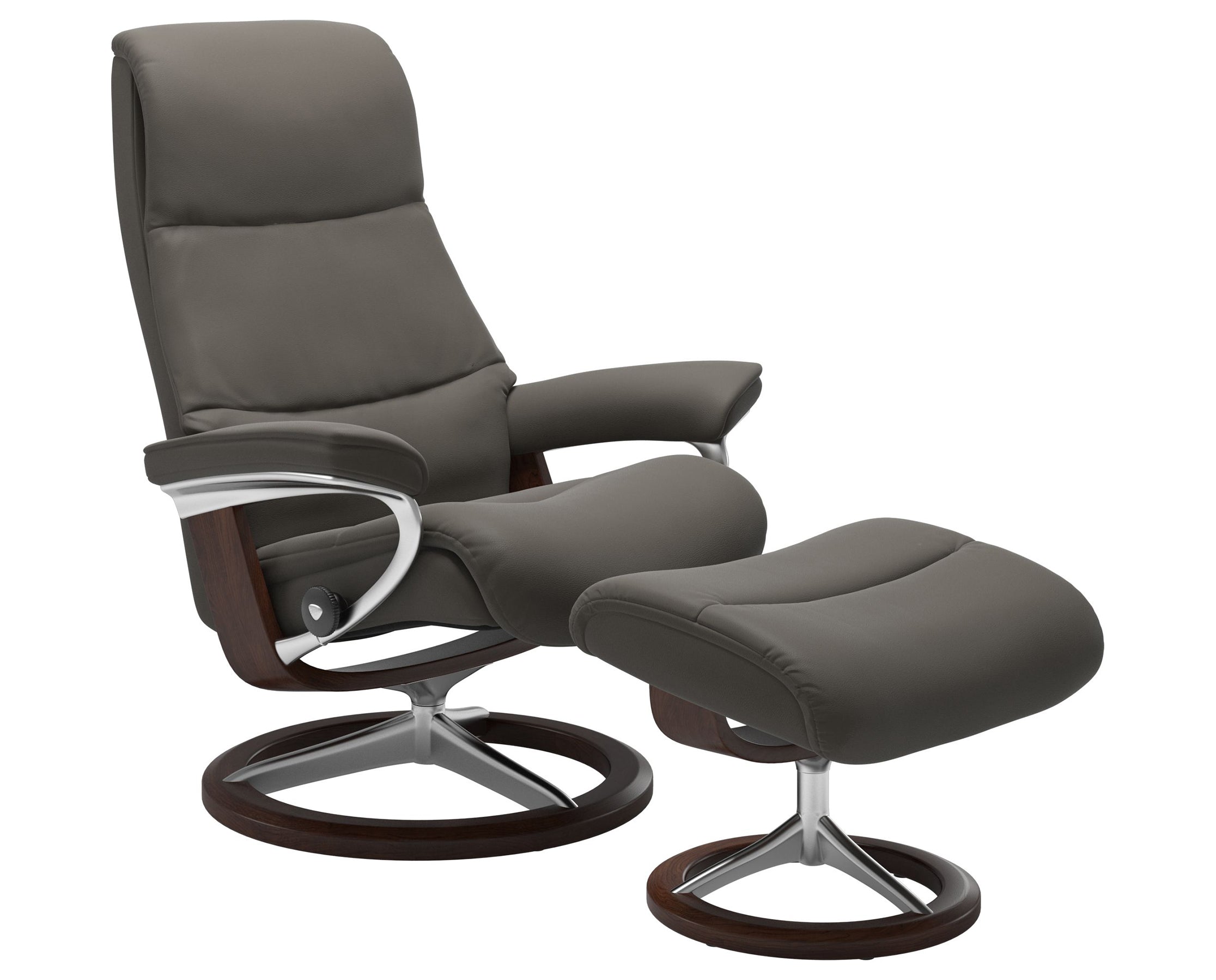 Paloma Leather Metal Grey S/M/L and Brown Base | Stressless View Signature Recliner | Valley Ridge Furniture