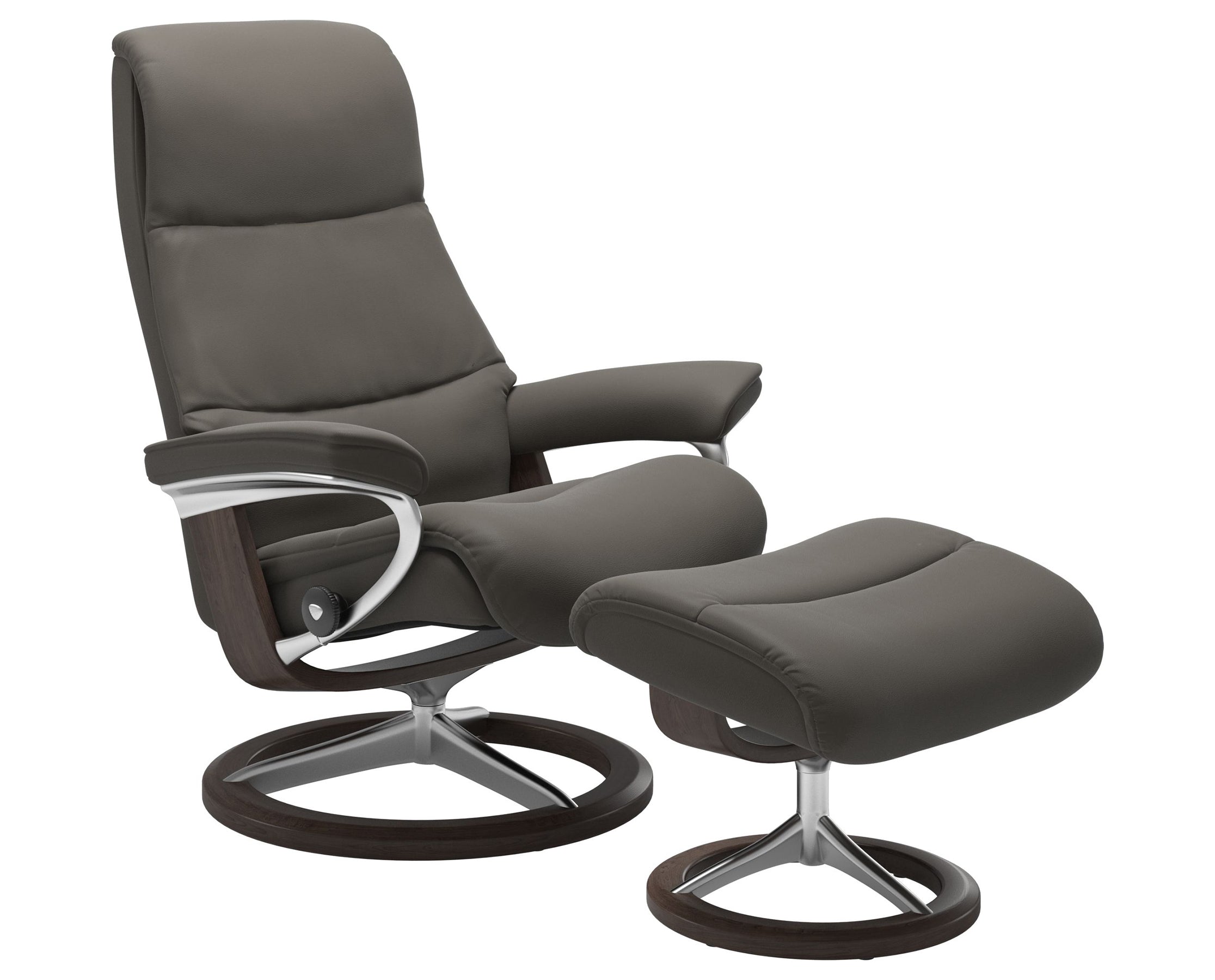 Paloma Leather Metal Grey S/M/L and Wenge Base | Stressless View Signature Recliner | Valley Ridge Furniture