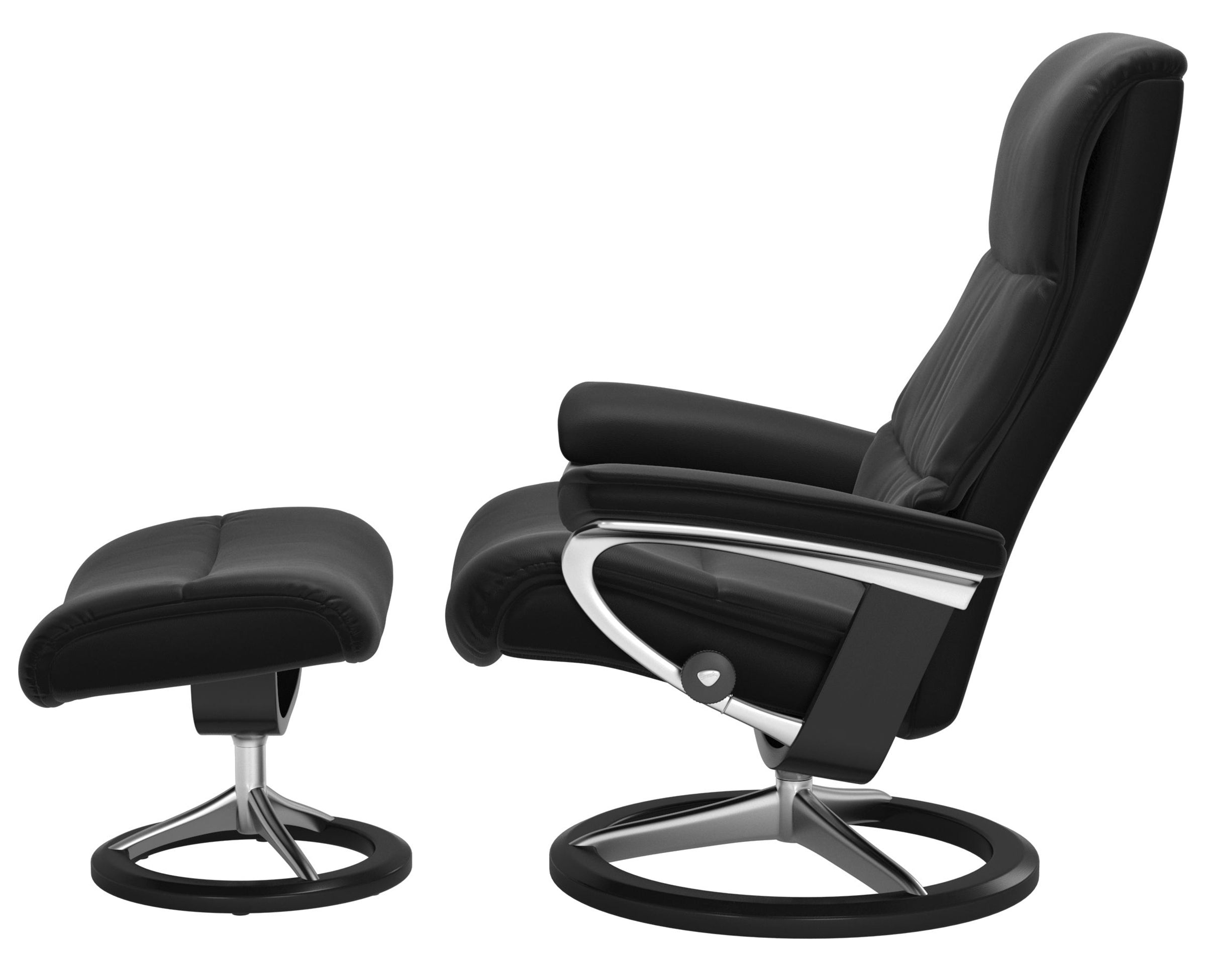 Paloma Leather Special Black L &amp; Black Base | Stressless View Signature Recliner | Valley Ridge Furniture