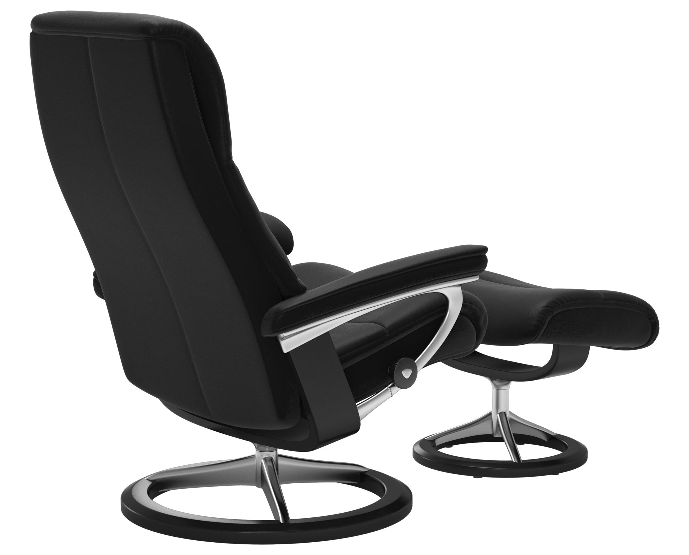 Paloma Leather Special Black L &amp; Black Base | Stressless View Signature Recliner | Valley Ridge Furniture