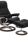 Paloma Leather Black S/M/L and Walnut Base | Stressless View Signature Recliner | Valley Ridge Furniture