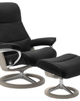 Paloma Leather Black S/M/L and Whitewash Base | Stressless View Signature Recliner | Valley Ridge Furniture