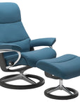 Paloma Leather Crystal Blue S/M/L and Grey Base | Stressless View Signature Recliner | Valley Ridge Furniture