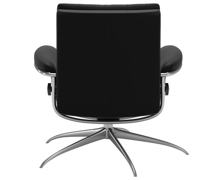 Paloma Leather Black M & Chrome Base | Stressless Tokyo Low Back Recliner | Valley Ridge Furniture