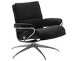 Paloma Leather Black M & Chrome Base | Stressless Tokyo Low Back Recliner | Valley Ridge Furniture