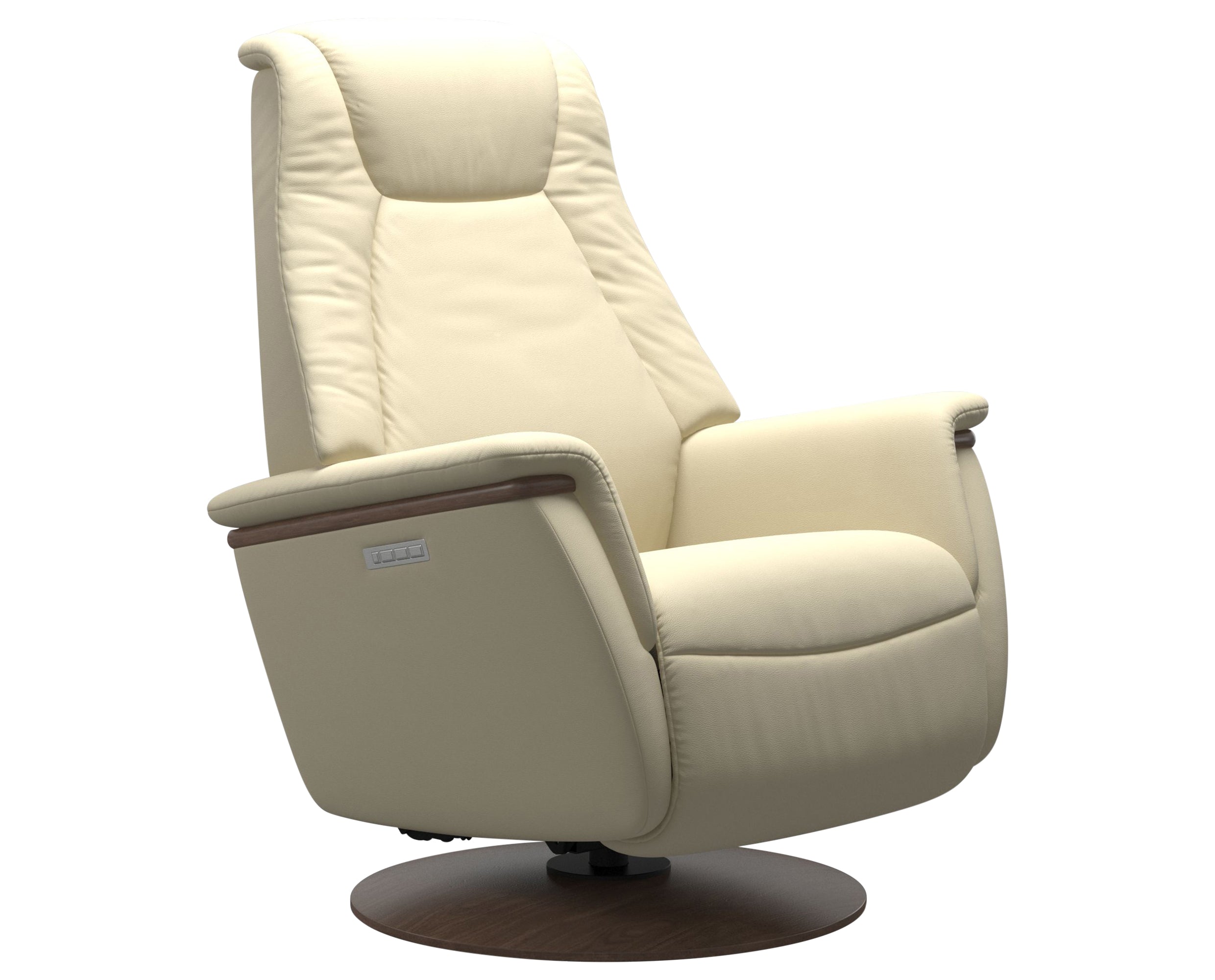 Paloma Leather Vanilla M &amp; Walnut Base/Arm Trim | Stressless Max Recliner | Valley Ridge Furniture