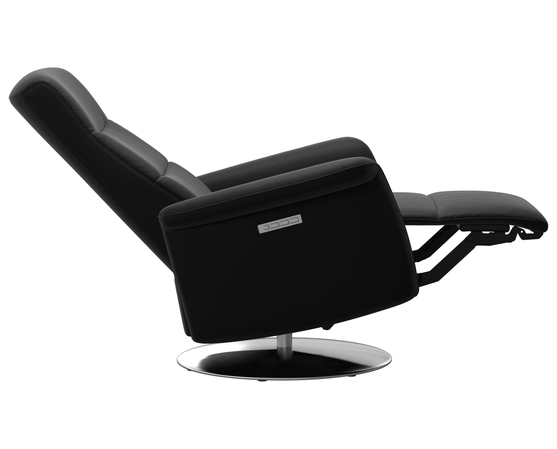 Paloma Leather Black S/M/L and Steel Base | Stressless Mike Recliner | Valley Ridge Furniture