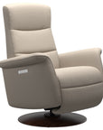 Paloma Leather Fog S/M/L and Brown Base | Stressless Mike Recliner | Valley Ridge Furniture