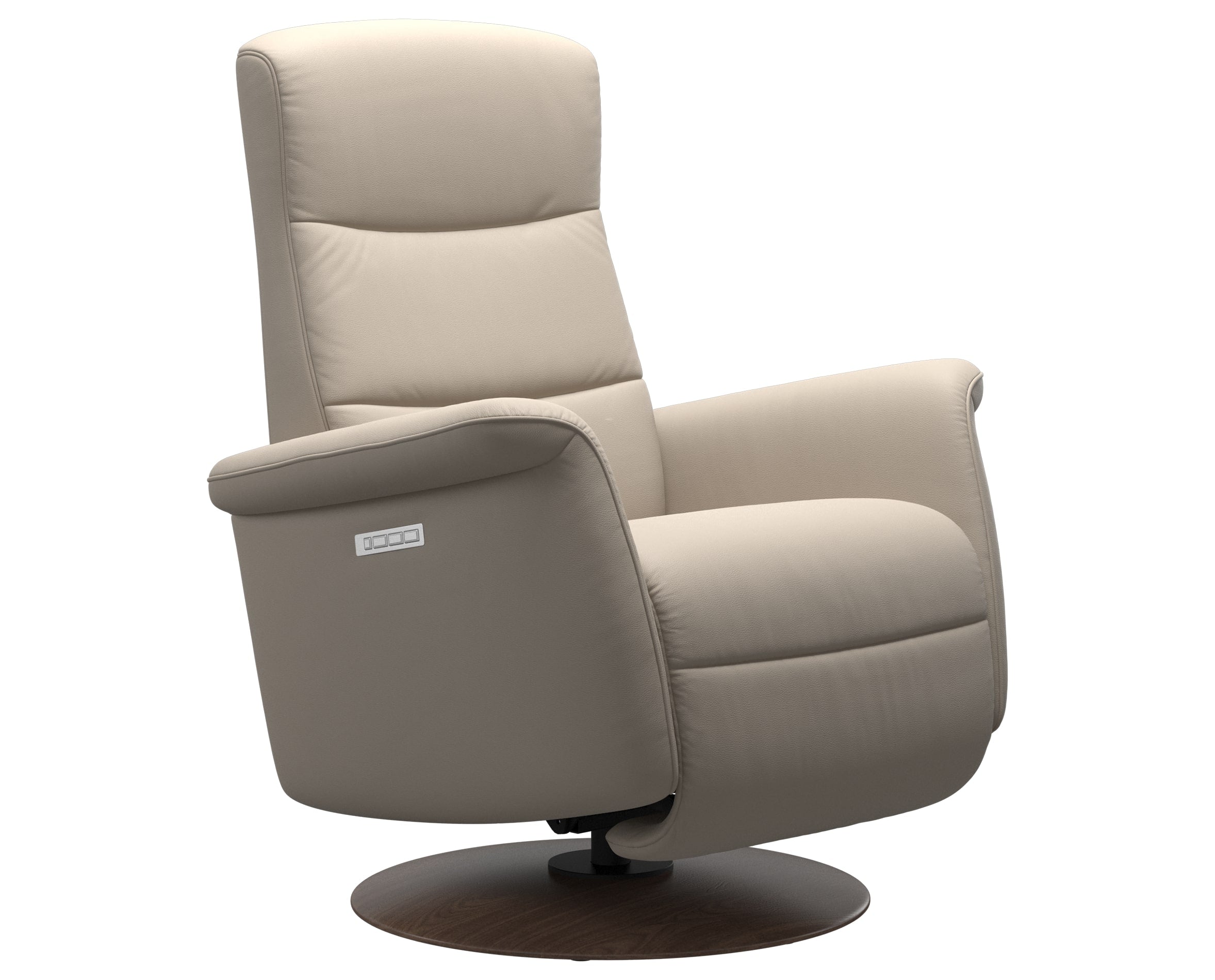 Paloma Leather Fog S/M/L and Walnut Base | Stressless Mike Recliner | Valley Ridge Furniture