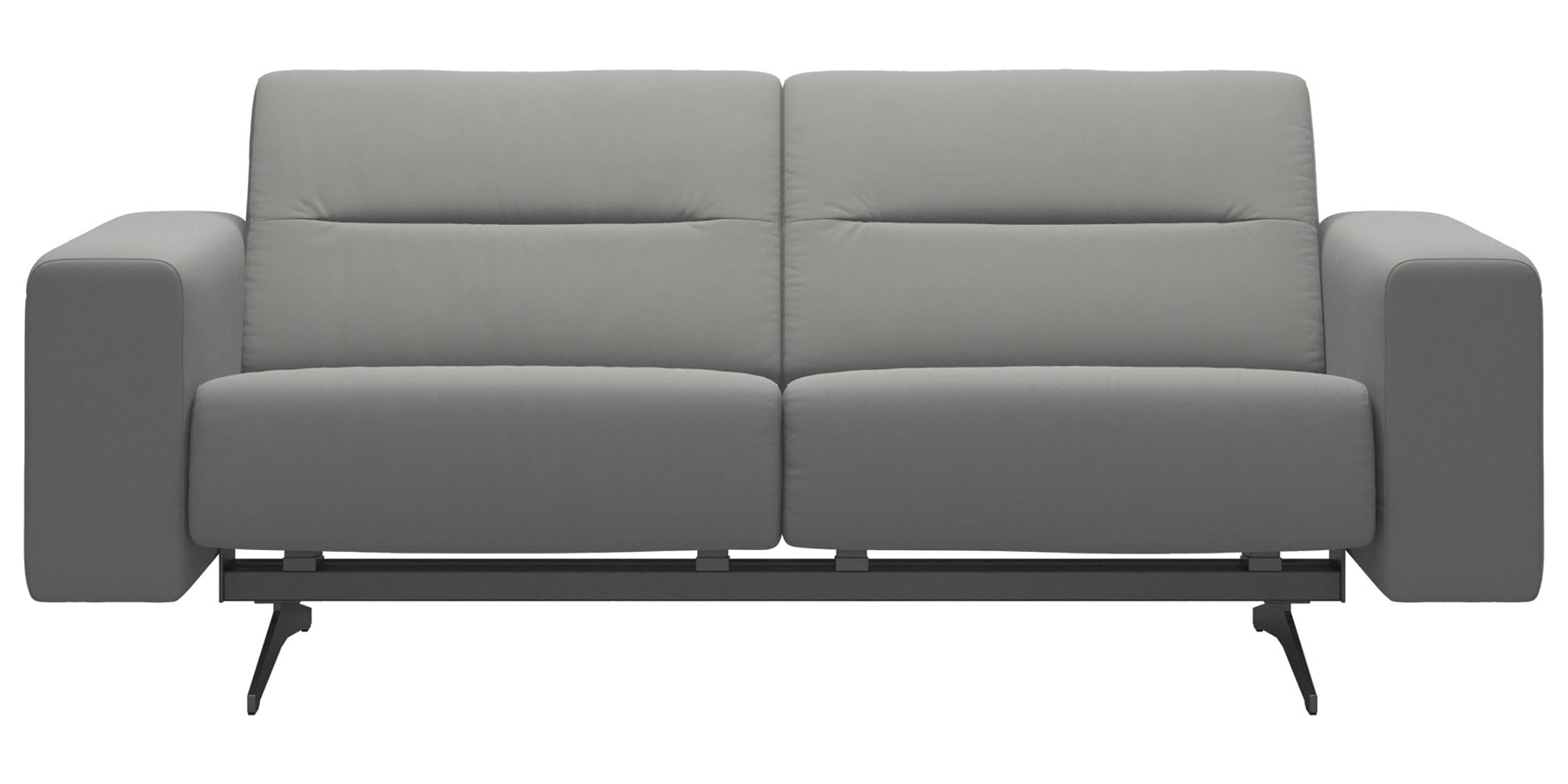 Paloma Leather Silver Grey &amp; Chrome Base | Stressless Stella 2-Seater Sofa with S1 Arm | Valley Ridge Furniture