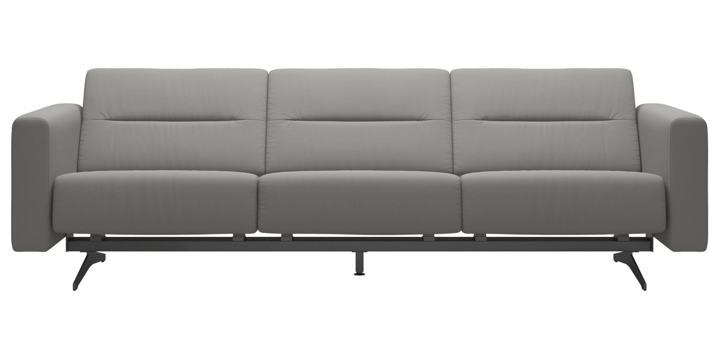 Paloma Leather Silver Grey &amp; Chrome Base | Stressless Stella 3-Seater Sofa with S2 Arm | Valley Ridge Furniture