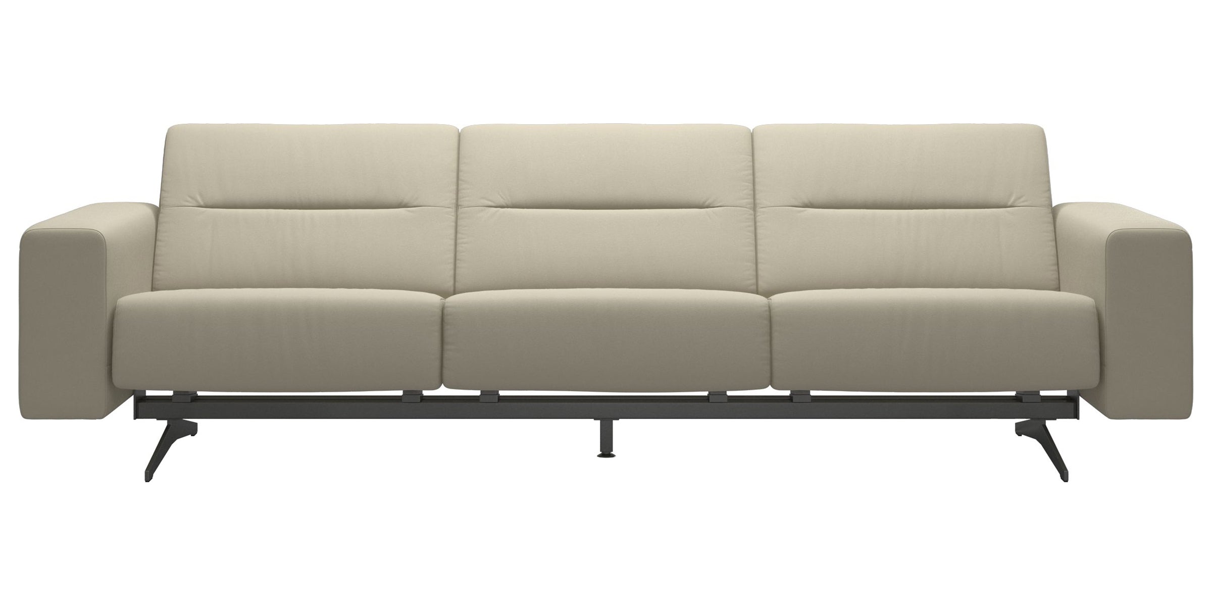Paloma Leather Light Grey &amp; Chrome Base | Stressless Stella 3-Seater Sofa with S1 Arm | Valley Ridge Furniture