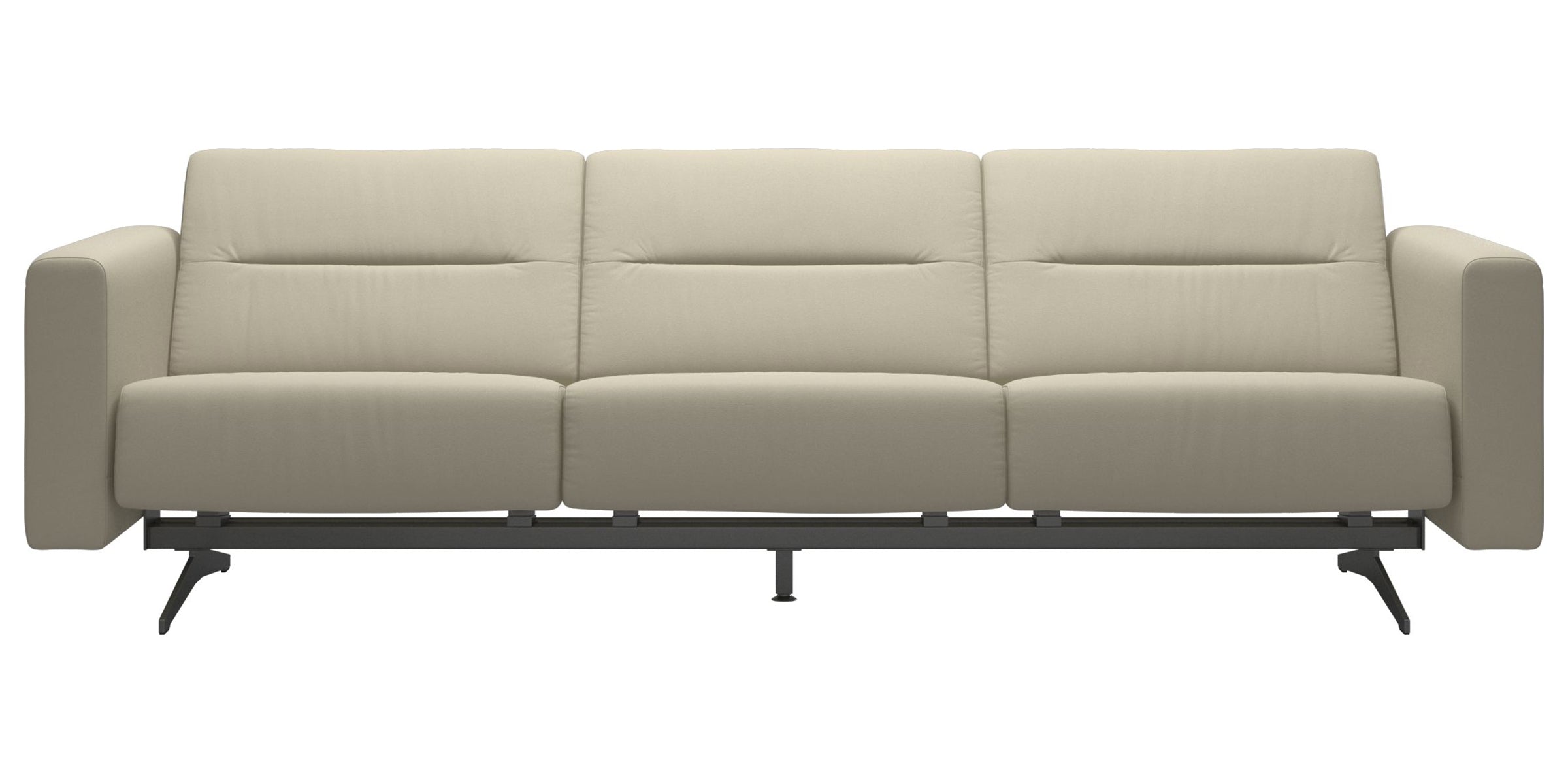 Paloma Leather Light Grey &amp; Chrome Base | Stressless Stella 3-Seater Sofa with S2 Arm | Valley Ridge Furniture