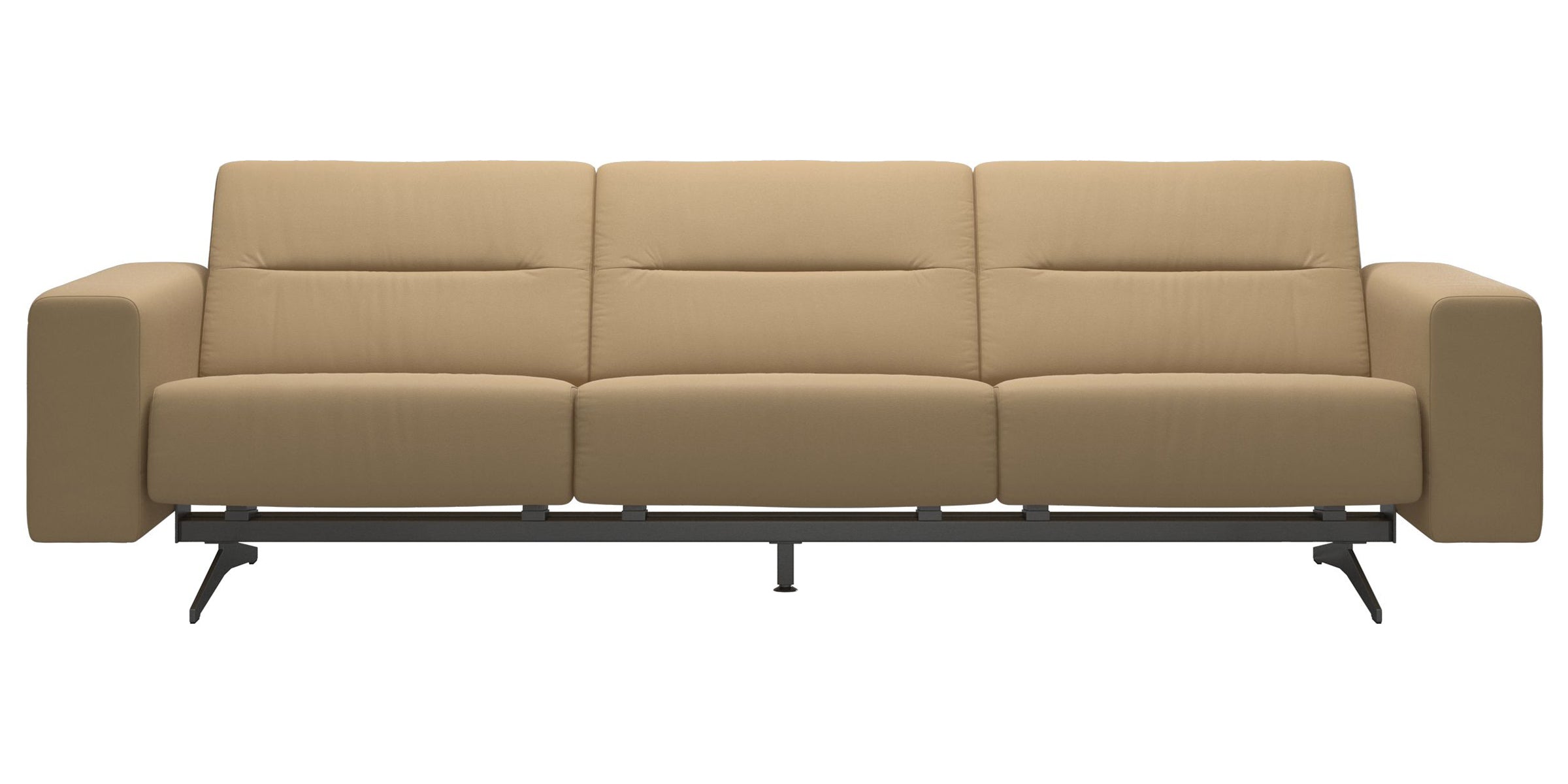 Paloma Leather Sand &amp; Chrome Base | Stressless Stella 3-Seater Sofa with S1 Arm | Valley Ridge Furniture
