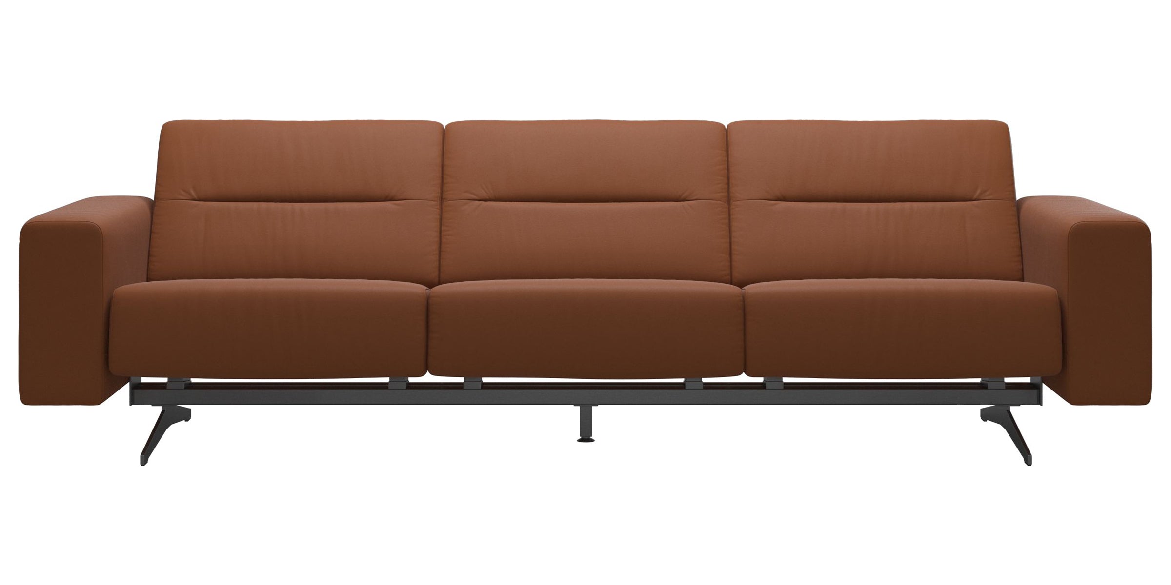 Paloma Leather New Cognac &amp; Chrome Base | Stressless Stella 3-Seater Sofa with S1 Arm | Valley Ridge Furniture