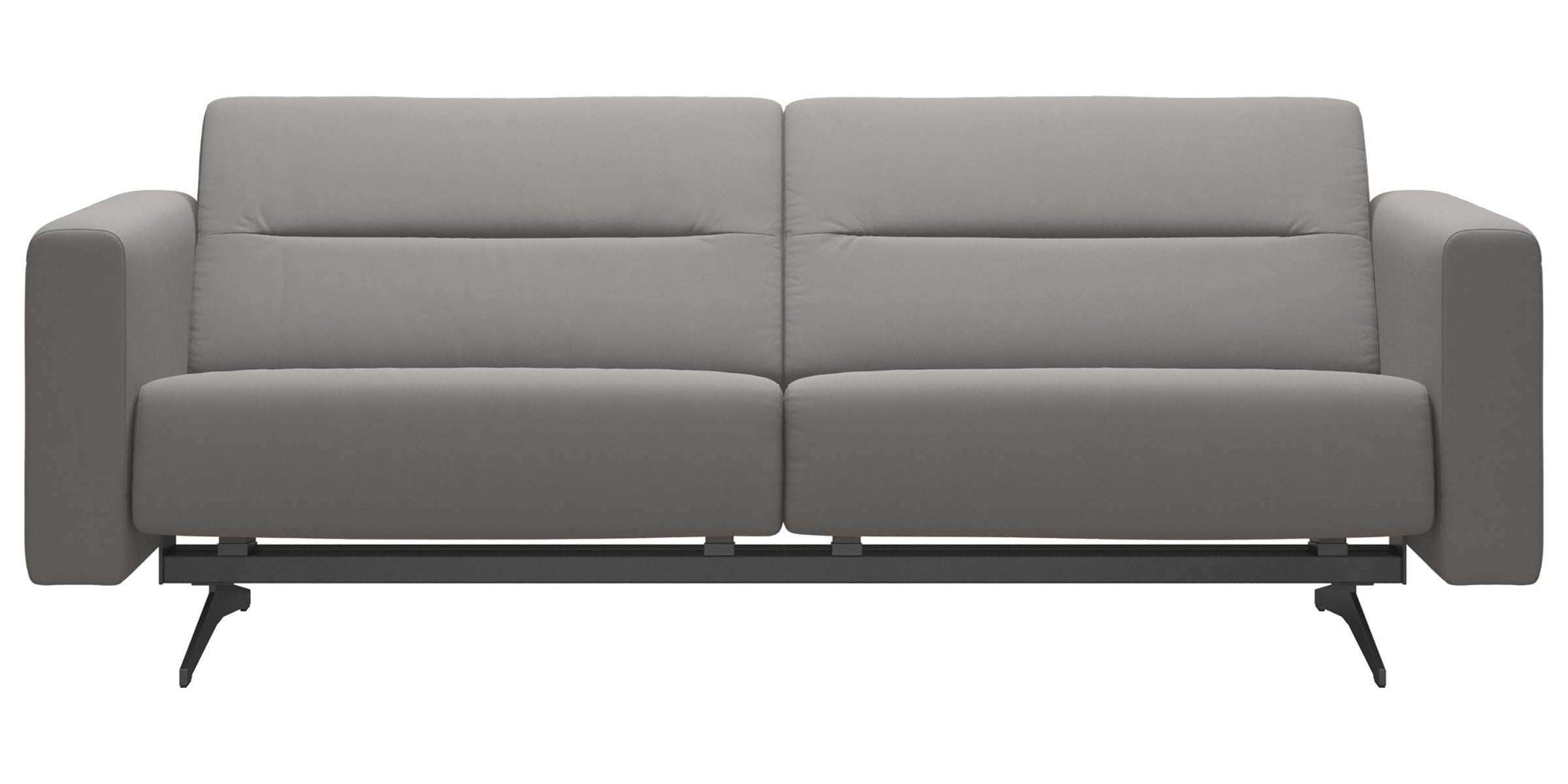 Paloma Leather Silver Grey &amp; Chrome Base | Stressless Stella 2.5-Seater Sofa with S2 Arm | Valley Ridge Furniture