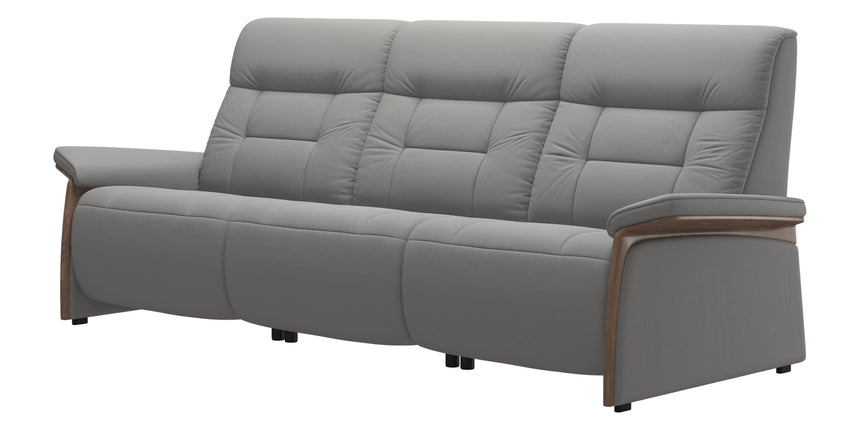 Paloma Leather Silver Grey & Walnut Arm Trim | Stressless Mary 3-Seater Sofa | Valley Ridge Furniture