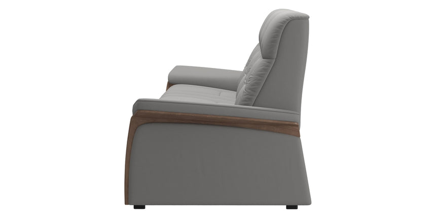 Paloma Leather Silver Grey & Walnut Arm Trim | Stressless Mary 3-Seater Sofa | Valley Ridge Furniture