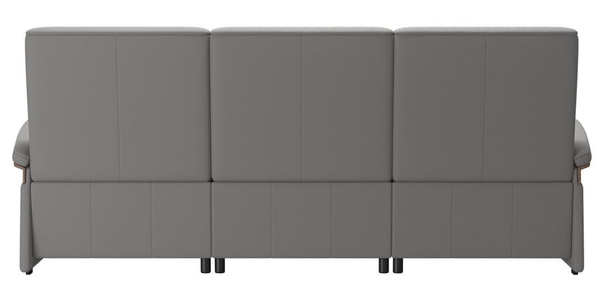 Paloma Leather Silver Grey & Walnut Arm Trim | Stressless Mary 3-Seater Sofa | Valley Ridge Furniture