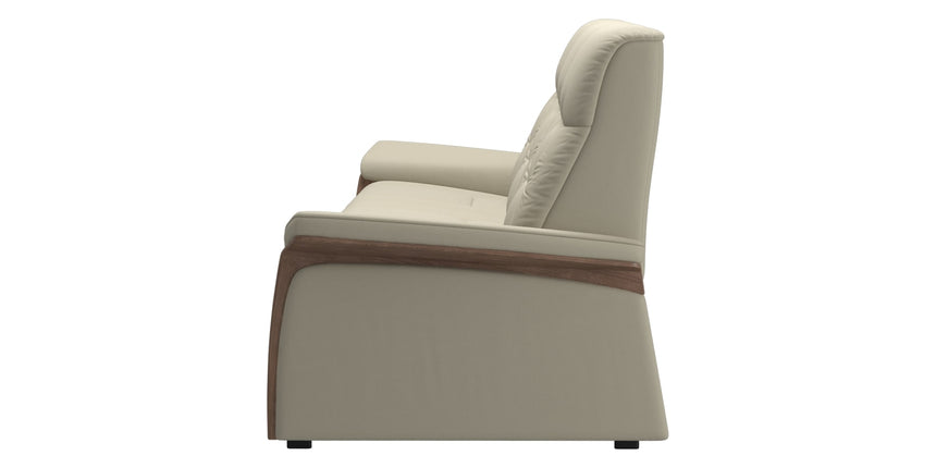 Paloma Leather Light Grey & Walnut Arm Trim | Stressless Mary 3-Seater Sofa | Valley Ridge Furniture