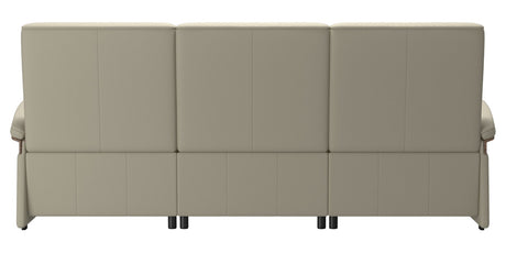 Paloma Leather Light Grey & Walnut Arm Trim | Stressless Mary 3-Seater Sofa | Valley Ridge Furniture