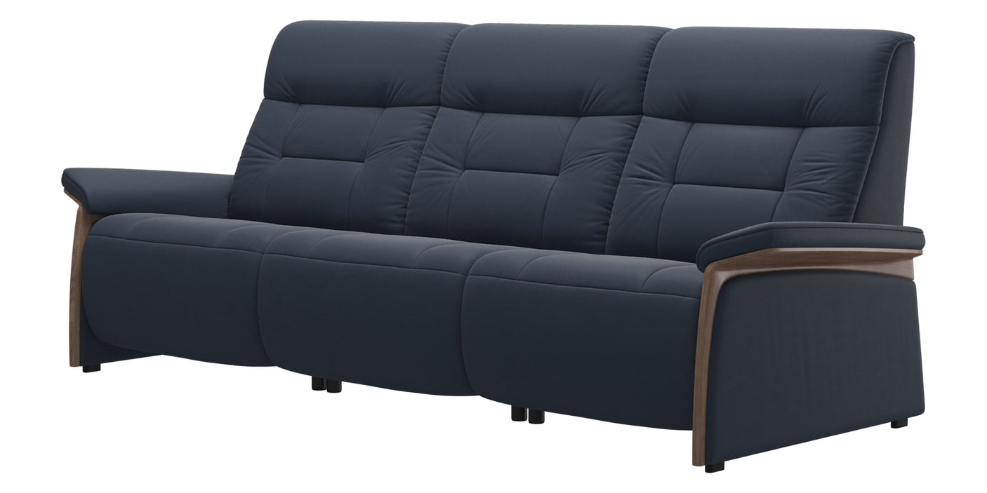 Paloma Leather Oxford Blue & Walnut Arm Trim | Stressless Mary 3-Seater Sofa | Valley Ridge Furniture