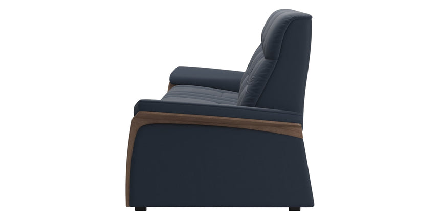 Paloma Leather Oxford Blue & Walnut Arm Trim | Stressless Mary 3-Seater Sofa | Valley Ridge Furniture