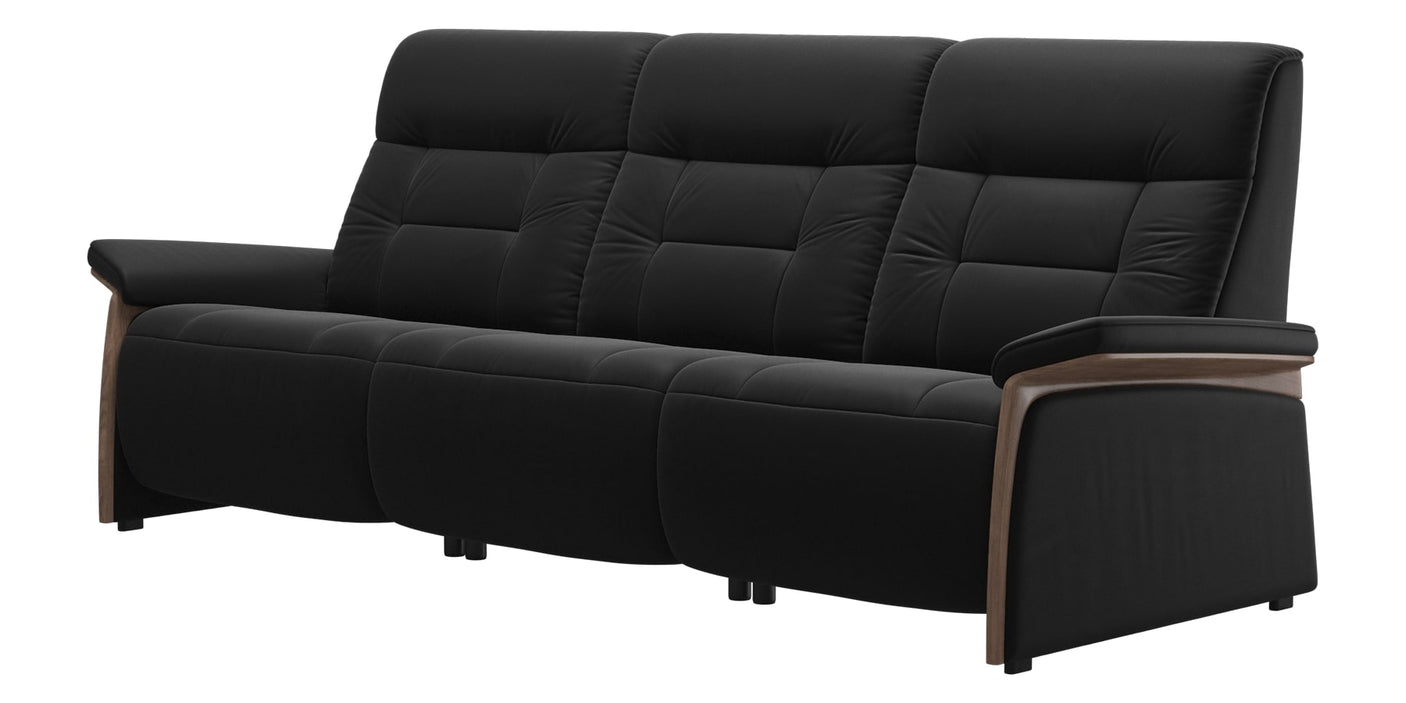 Paloma Leather Black & Walnut Arm Trim | Stressless Mary 3-Seater Sofa | Valley Ridge Furniture