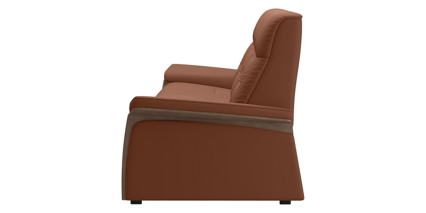Paloma Leather New Cognac & Walnut Arm Trim | Stressless Mary 3-Seater Sofa | Valley Ridge Furniture