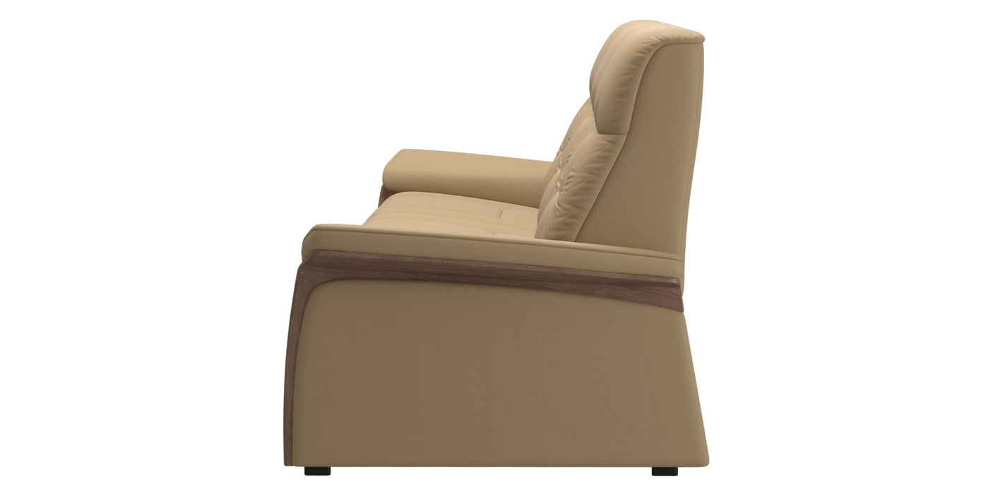 Paloma Leather Sand & Walnut Arm Trim | Stressless Mary 3-Seater Sofa | Valley Ridge Furniture