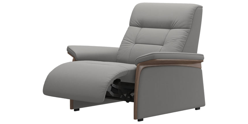 Paloma Leather Silver Grey & Walnut Arm Trim | Stressless Mary Chair | Valley Ridge Furniture