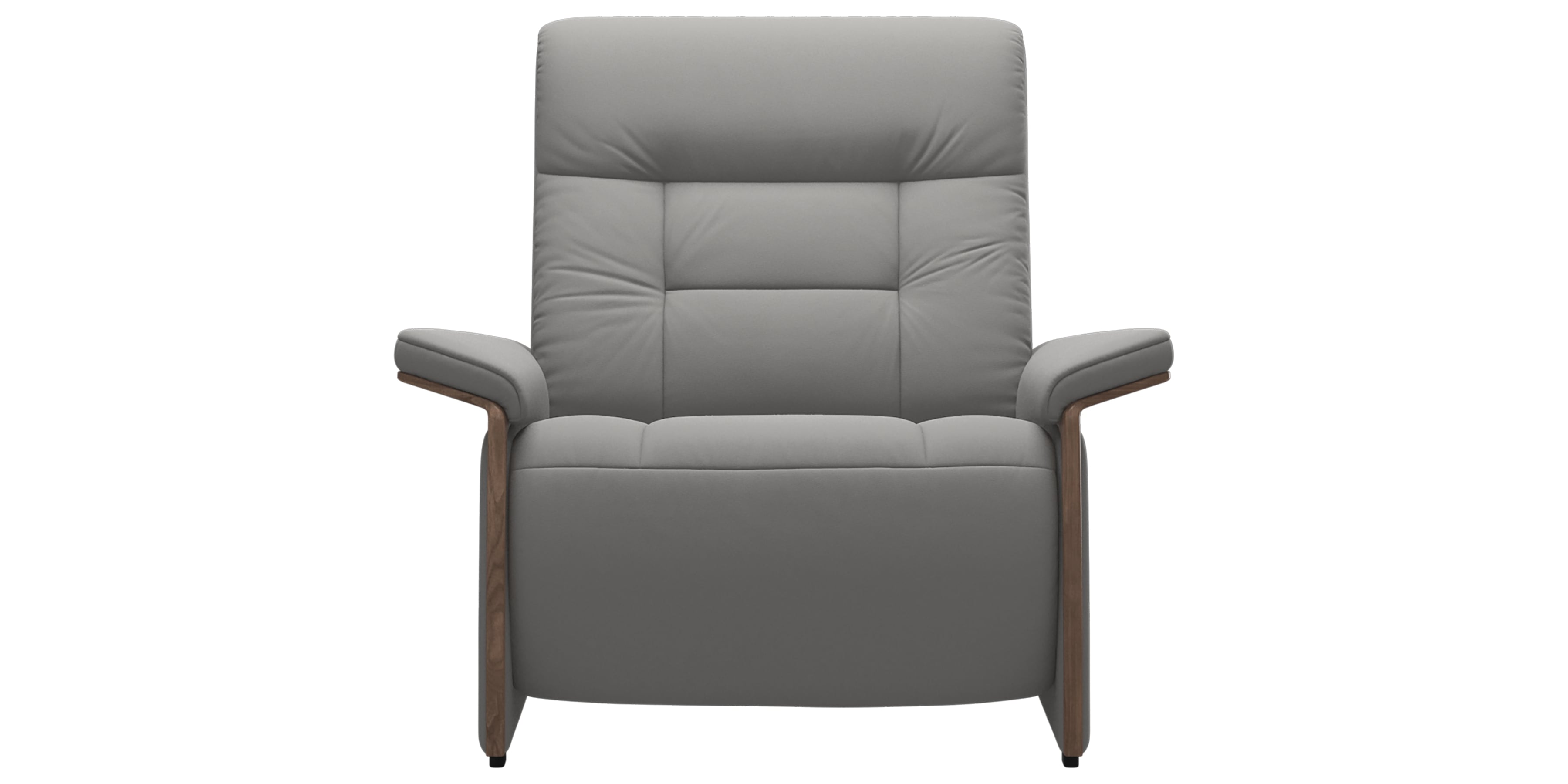 Paloma Leather Silver Grey &amp; Walnut Arm Trim | Stressless Mary Chair | Valley Ridge Furniture