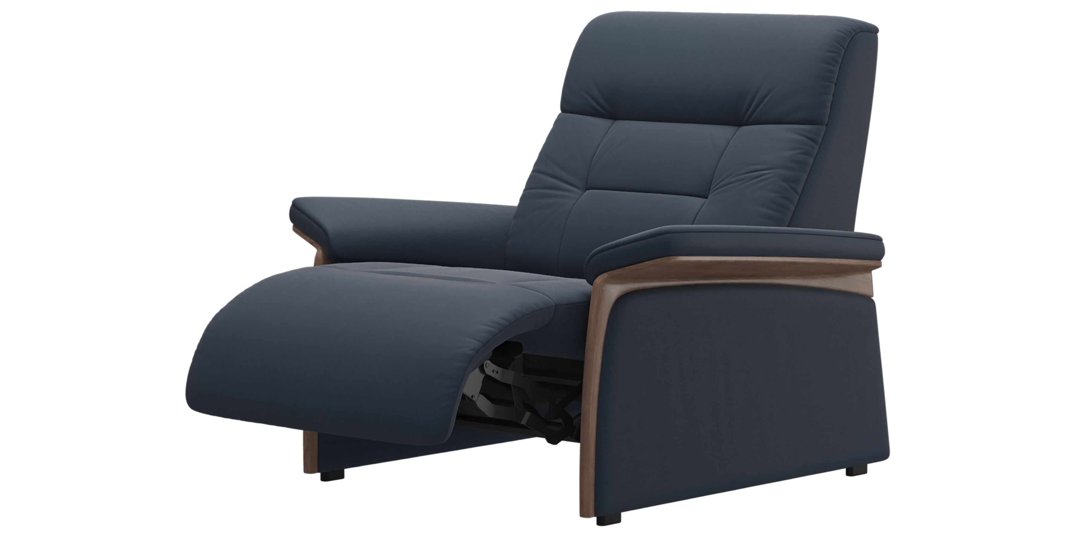 Paloma Leather Oxford Blue & Walnut Arm Trim | Stressless Mary Chair | Valley Ridge Furniture